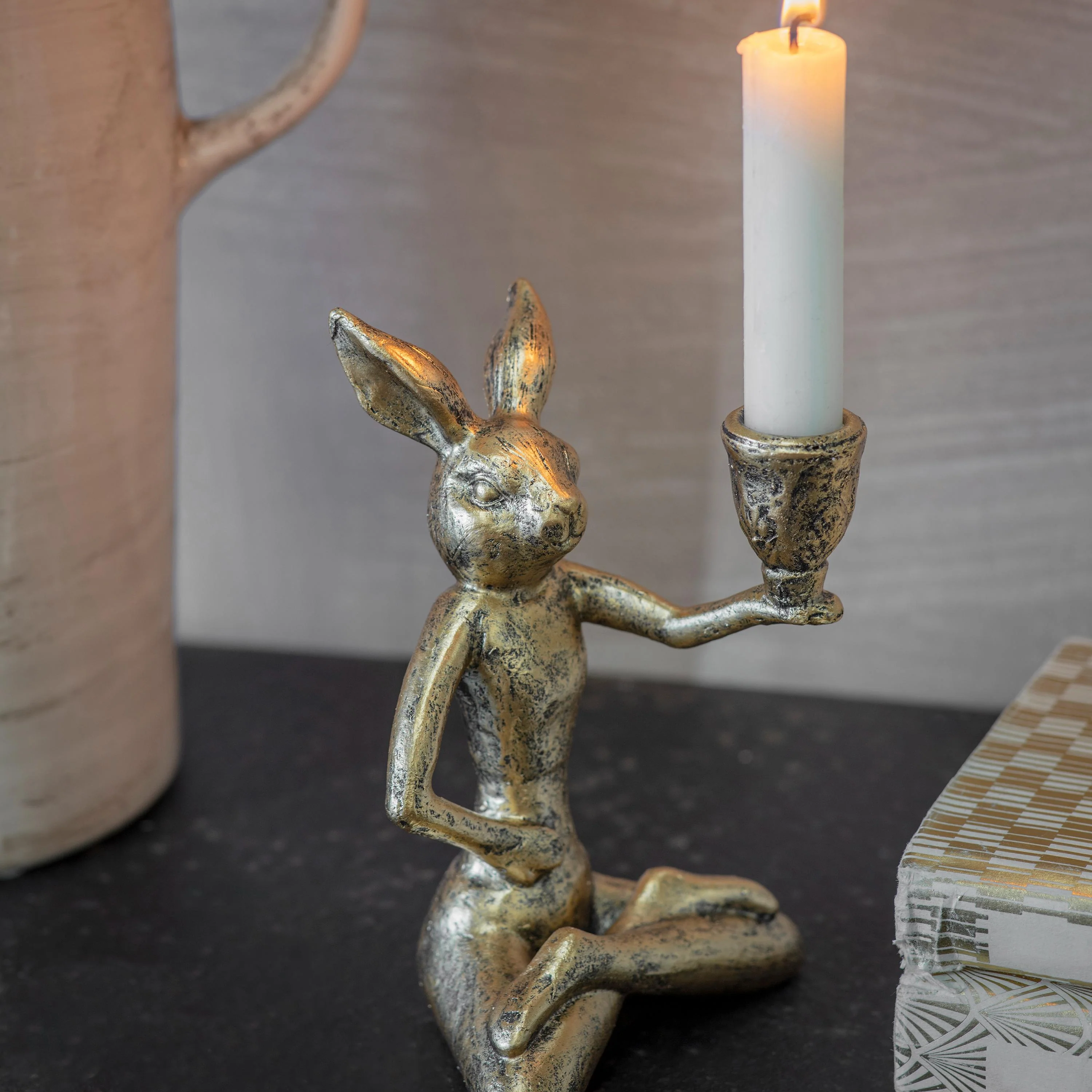 Avening Pair of Hares Candle Holders - Image 3