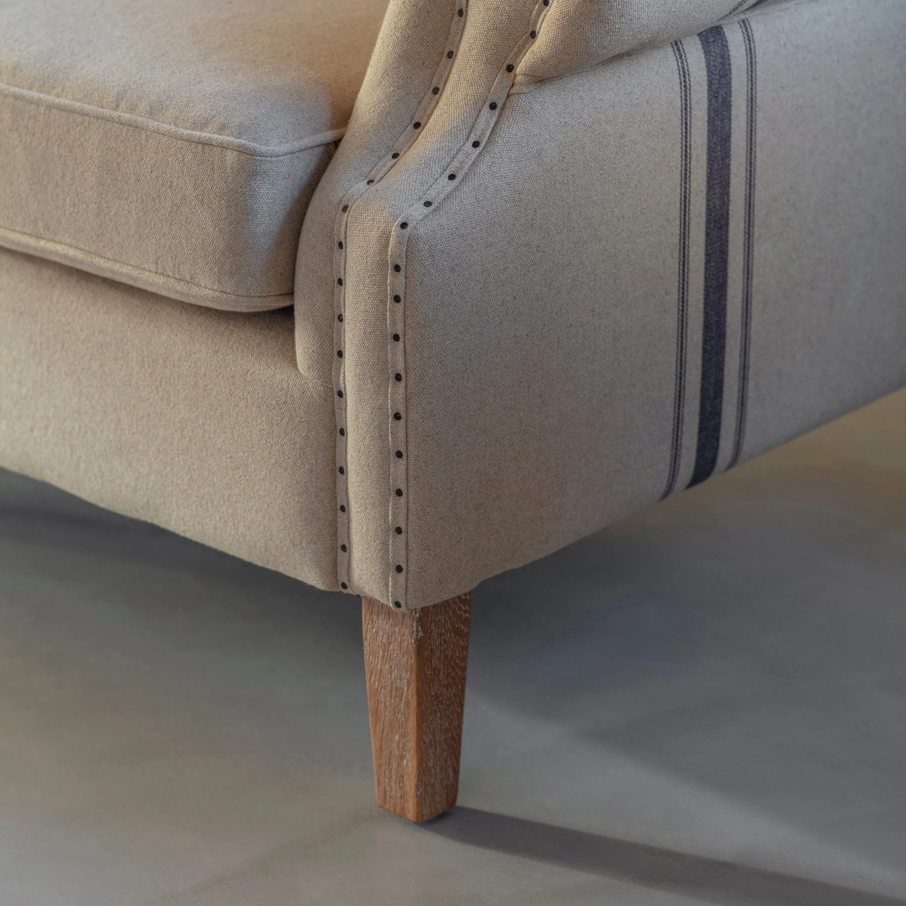 Monroe Blue Stripe Loveseat - Image 3